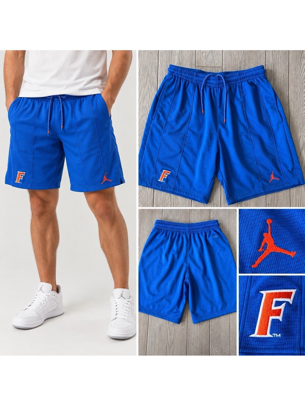Nike Jordan Florida Gators Men’s Blue Basketball Athletic Shorts Orange Football